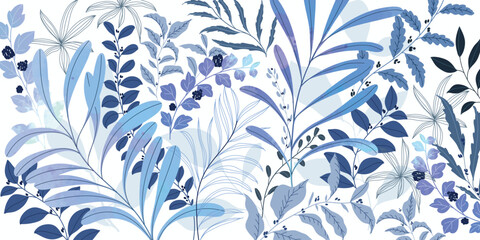 Fototapeta premium summer background watercolor arrangements with leaves. Botanical illustration minimal style.