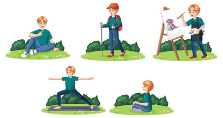 Set of teen with outdoor activity