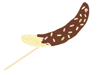 チョコバナナのイラスト（版画風）