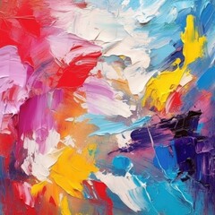 Hand-drawn oil painting with colorful strokes on canvas background. (Generative AI)