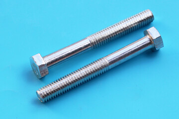 Screw isolated on blue background