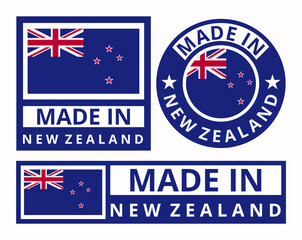 Vector set made in New zealand design product labels business icons illustration