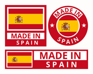 Vector set made in Spain design product labels business icons illustration