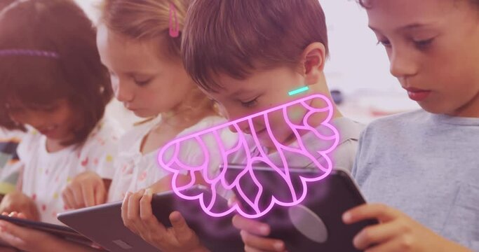 Animation of ai data processing over diverse children using electronic devices