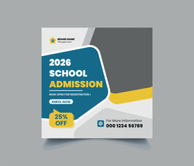 School Admission Social Media Post Banner Template