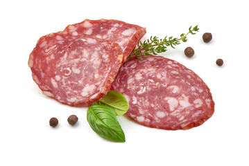 Salami sausage, isolated on white background. High resolution image.