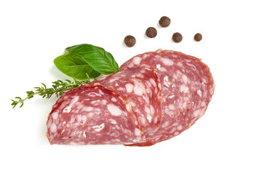 Salami sausage, isolated on white background. High resolution image.