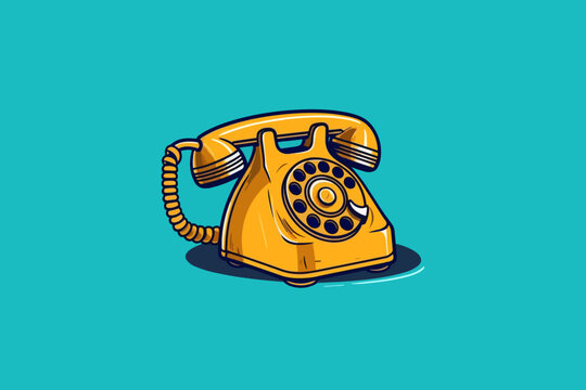 Doodle Inspired Rotary Phone, Cartoon Sticker, Sketch, Vector, Illustration