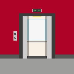 Vector illustration of the open elevator door. Vector illustration in flat style.