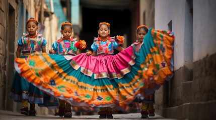 Obraz premium Latin american, mexican folklore, traditional, regional dancer. ai generative