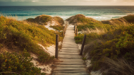 wooden pathway to the beach