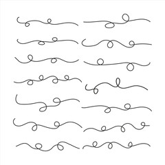 
set of hand-drawn curved line vectors, border lines shape, doodle line stroke vectors, Curl Line Vectors, curve directional symbols Vector illustrations, calligraphic curve flourish line vector

