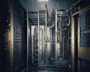 industrial interior with a door in a data center  created with generative AI technology