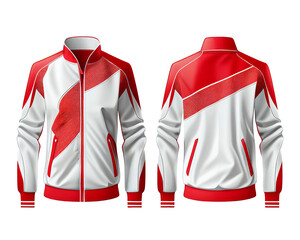 Cool jacket in white color and red patterns on isolated transparent background, perfect for retouch design. Generative AI