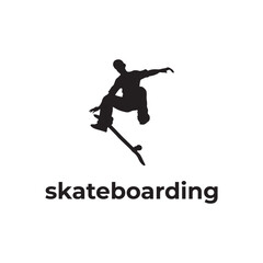 Fototapeta na wymiar simple black skateboarding silhouette vector design