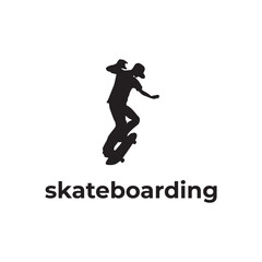 Fototapeta na wymiar simple black skateboarding silhouette vector design