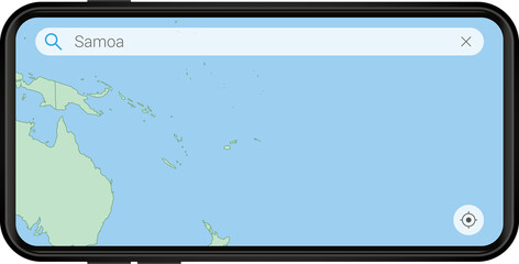 Searching map of Samoa in Cell phone.