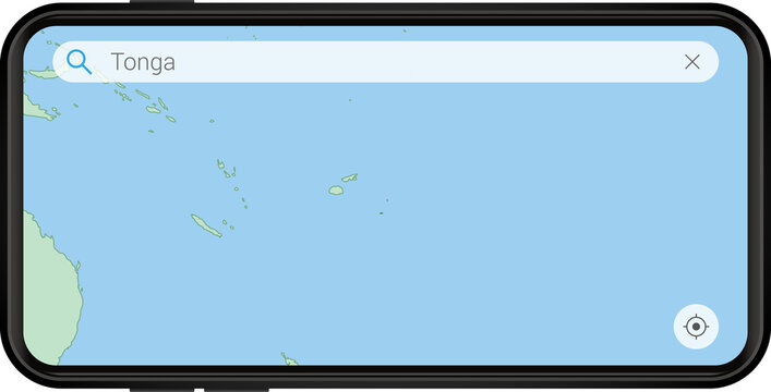 Searching map of Tonga in Cell phone.