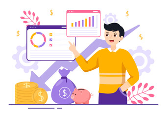 Cost Reduction Vector Illustration with Decrease, Price Minimising or Falling Rate of Profit in Business Flat Cartoon Hand Drawn Templates