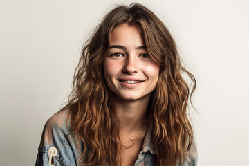 Fototapeta premium Portrait of pretty young woman, generative ai.