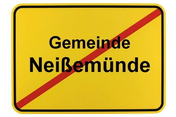 Illustration eines Ortsschildes der Gemeinde Neißemünde in Brandenburg