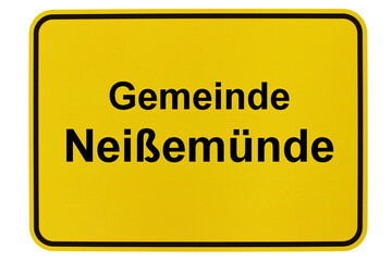 Illustration eines Ortsschildes der Gemeinde Neißemünde in Brandenburg