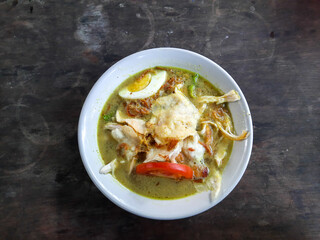 Indonesian chicken soto or soto ayam, served with white rice