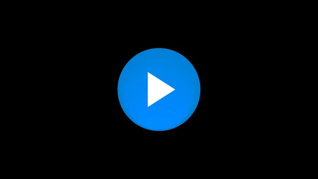 Play button. Blue color. Alpha channel.