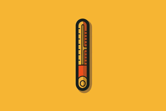 Doodle inspired Thermometer, cartoon sticker, sketch, vector, Illustration