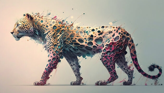 Leopard animal abstract wallpaper. Soft background panthera in Pastel colors generative ai