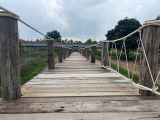 ancient wooden bridge.