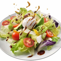 Dish of mix salad on white background