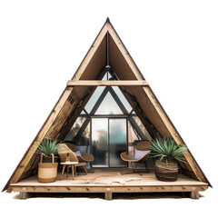 A-frame cozy Glamping house exterior design
