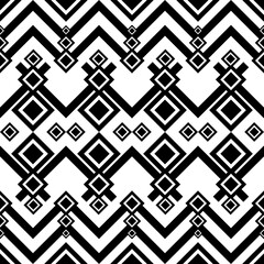 Seamless black and white tribal pattern. Ethnic background. Vector illustration.