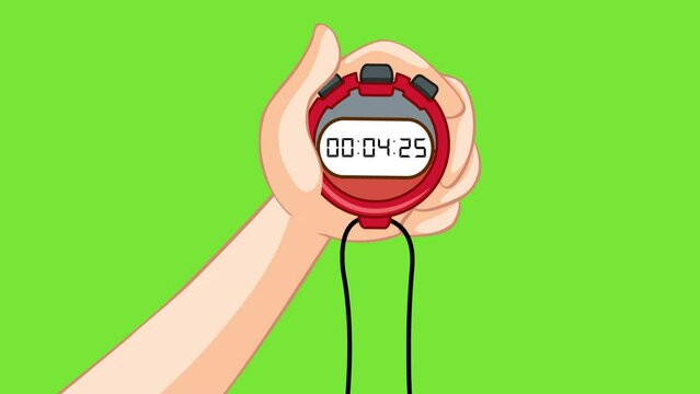 Stopwatch Animation: Counting Time Forward from 0 to 1 Minute