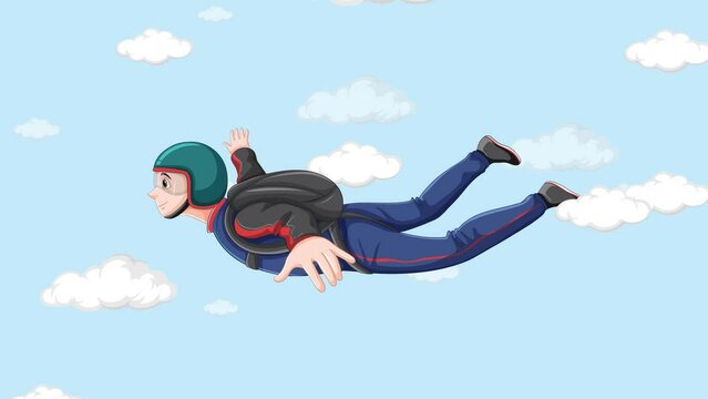 Animation of Skydiver in Mid-Fall