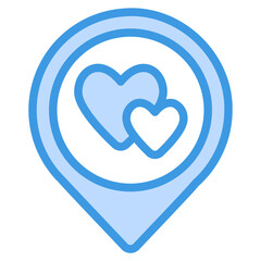 Love location icon in blue style, use for website mobile app presentation