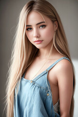Naklejka premium Fashionable Young Woman in Trendy Clothing. Generative AI