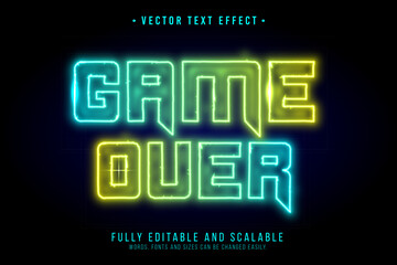 Neon sign text effect that says Game over