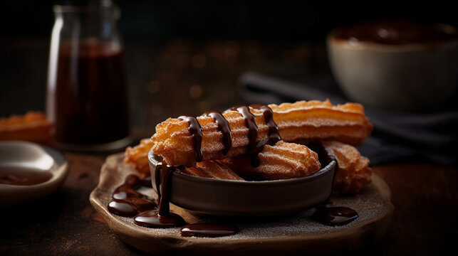 churro with chocolate sauce