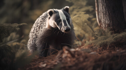 Fototapeta premium Badger in nature. Generative AI
