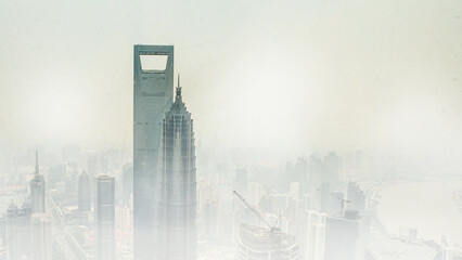 Shanghai with high pollution levels.