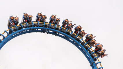 Rollercoaster upside down looping.