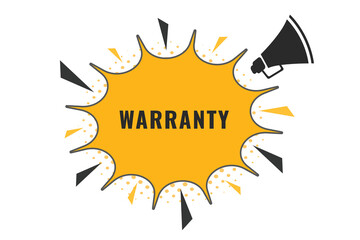 Warranty Button. Speech Bubble, Banner Label Warranty