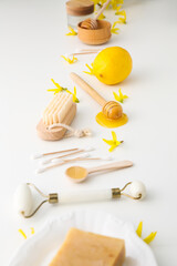 Concept of face and skin care supplies - Honey cosmetic