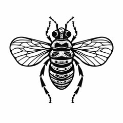 Cicada or moth logo vector art black and white