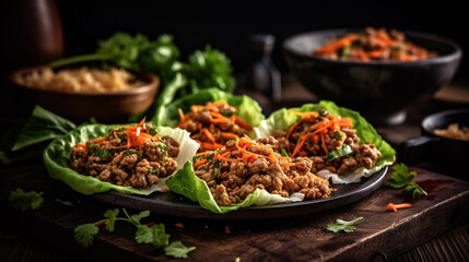 lettuce cup with mince and carrot