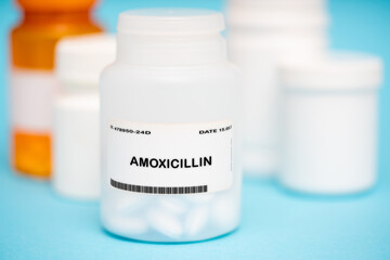Amoxicillin medication In plastic vial