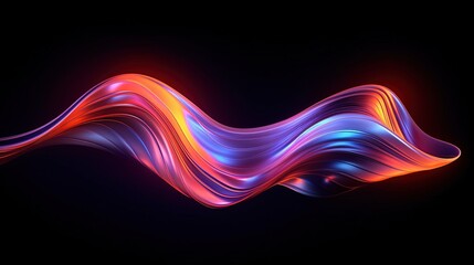 3d render, abstract background with glowing waves.Generative Ai