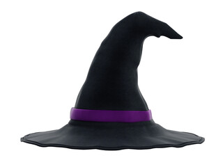 Witch hat isolated on transparent background. 3D illustration